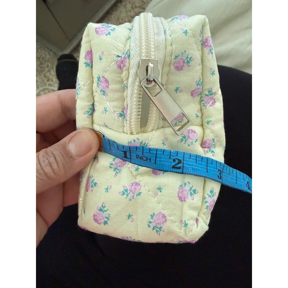 Handmade Quilted Floral Cosmetic Bag Set Cottagecore Coquette Makeup Pouches